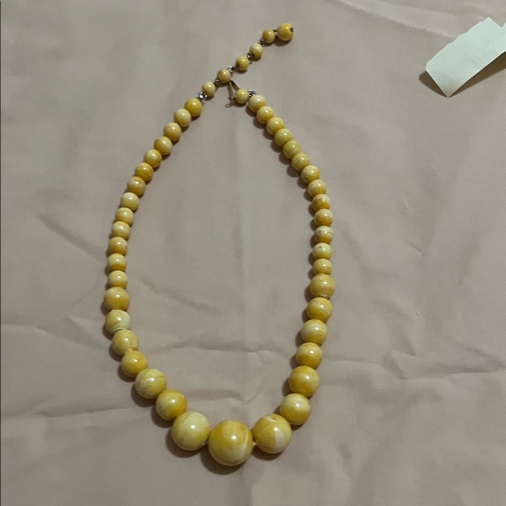 Vintage Honkong Yellow Beaded Necklace
